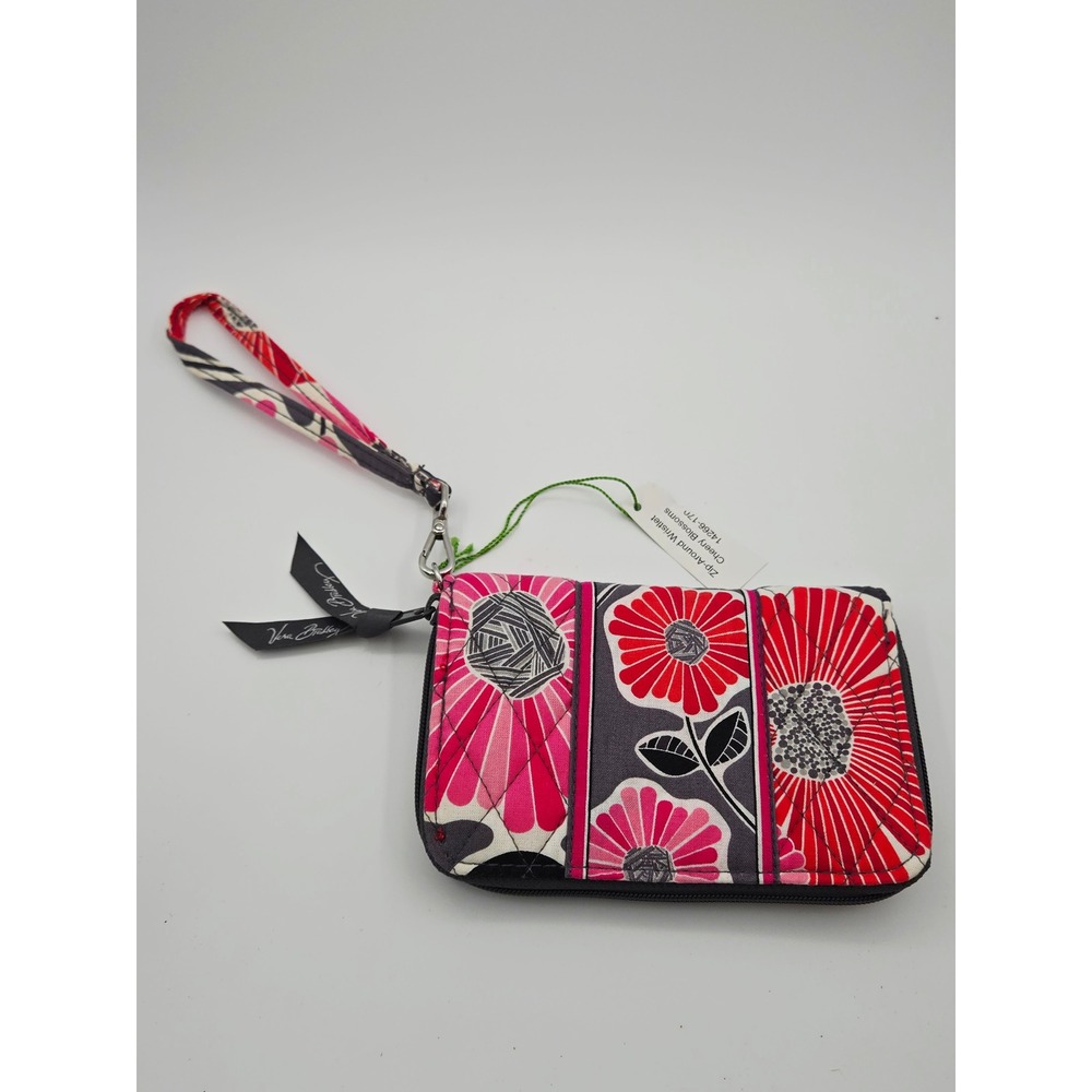 Vera Bradley Zip-Around Wristlet Cherry Blossoms Floral Pink Red 14266-170 NWT